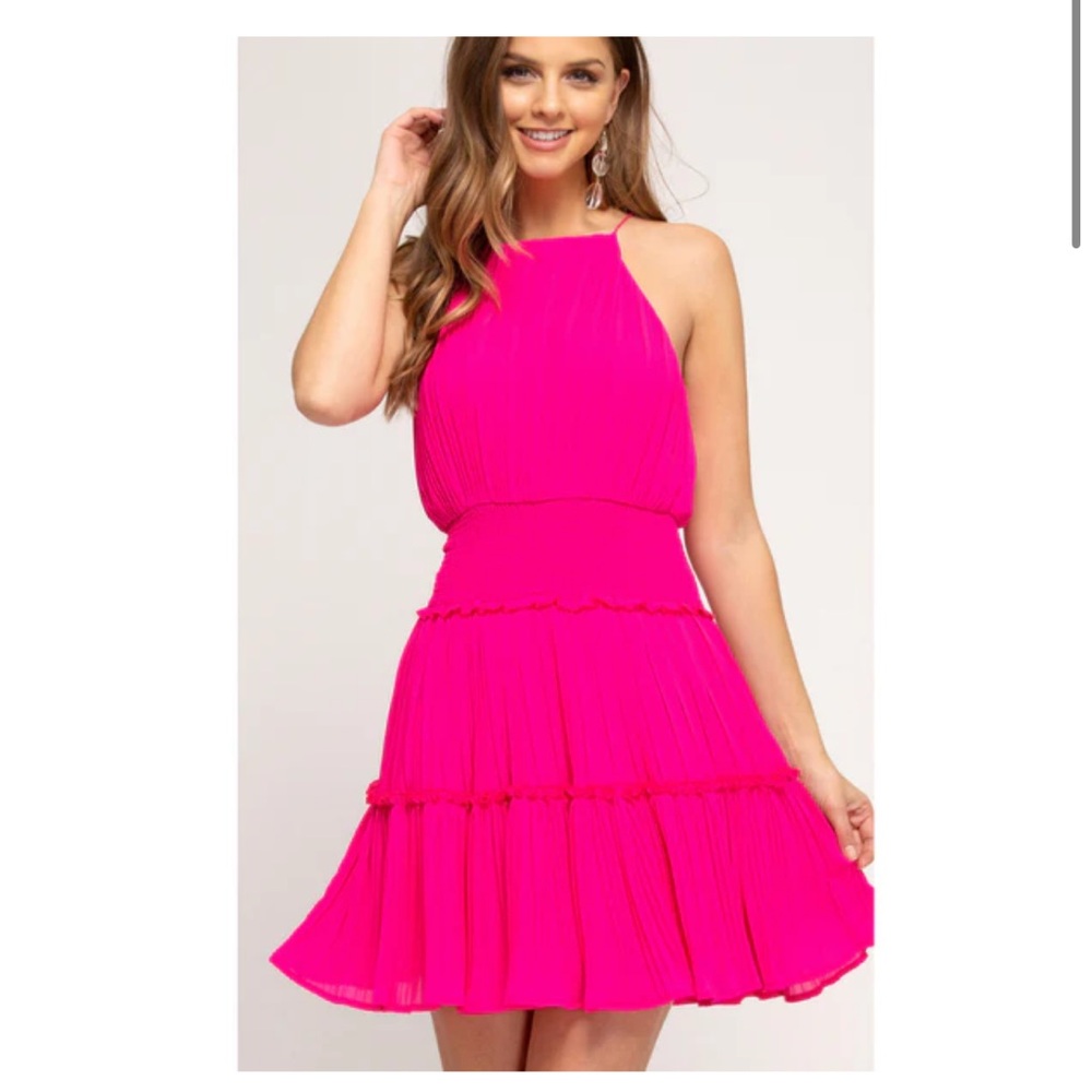 Hot pink mini dress